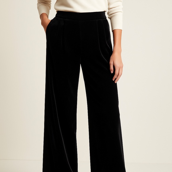 🖤 Banana Republic Black Velvet Wide-Leg Pants - Picture 1 of 5